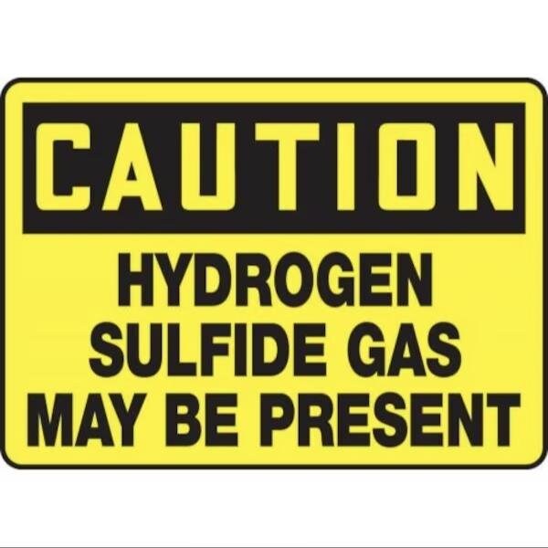Accuform Safety Sign, CAUTION HYDROGEN SULFIDE GAS MAY BE PRESENT, 10 X 14, Plastic MCHL613VP - main